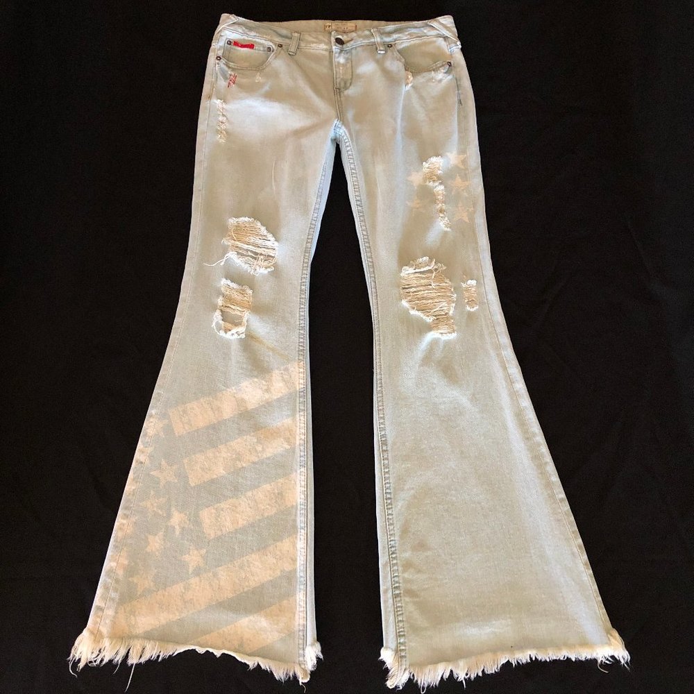 Rare Free People American Flag Super Flare Sz 29 - Picture 5 of 16